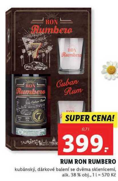  RUM RON RUMBERO kubánský, dárkové balení se dvěma sklenicemi, 0,7 l