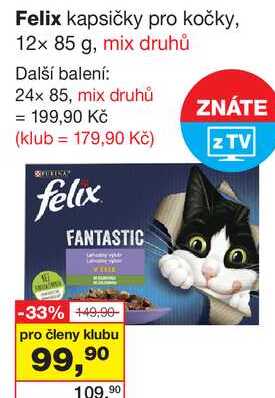 Felix kapsičky pro kočky, 12x 85 g, mix druhů
