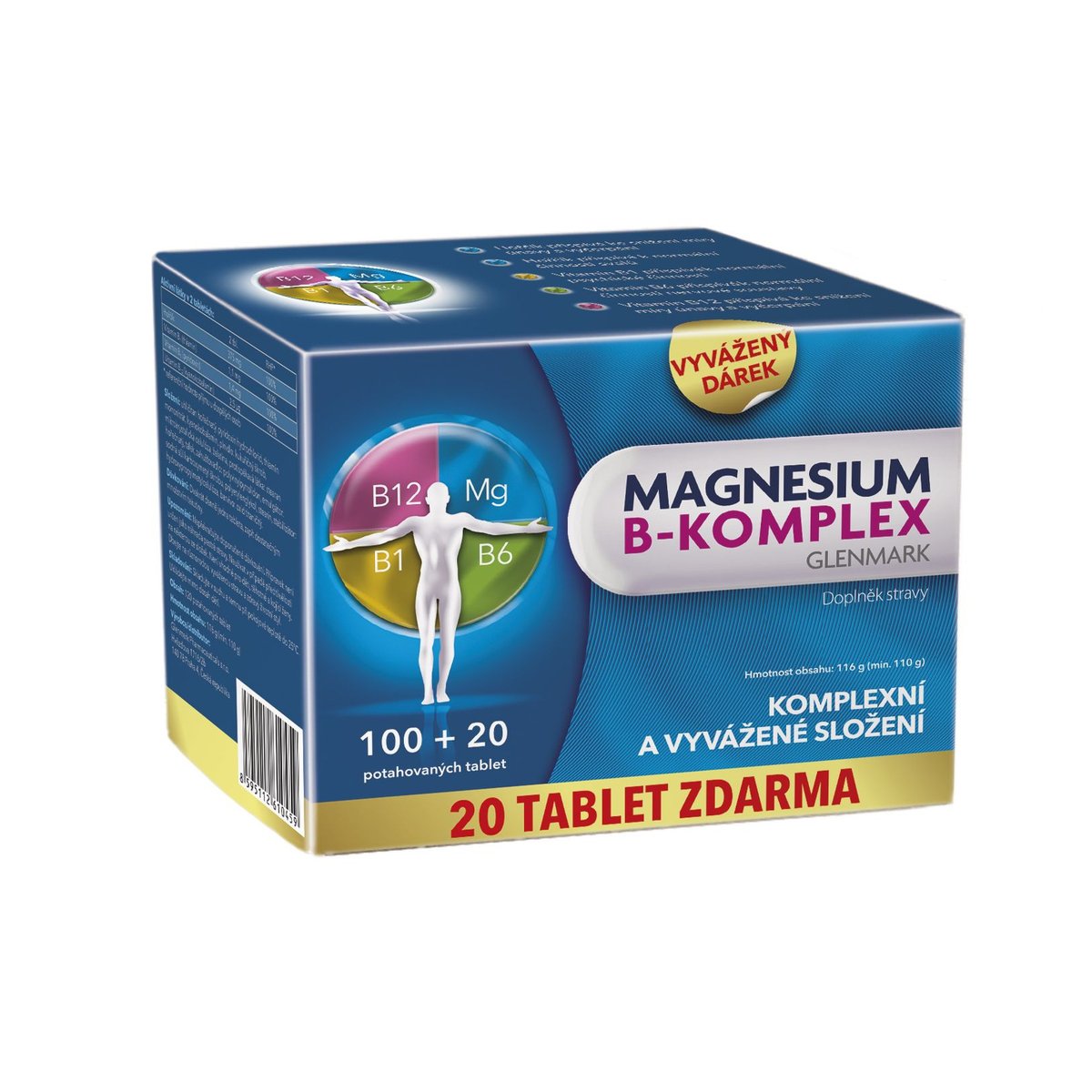 Magnesium B-komplex Glenmark Tbl.100+20 V Akci | AkcniCeny.cz