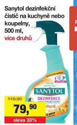 Sanytol dezinfekční čistič na kuchyně nebo koupelny, 500 ml