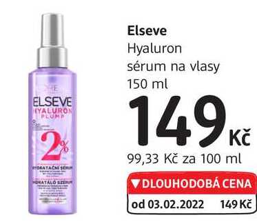 Elseve Hyaluron sérum na vlasy, 150 ml