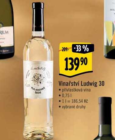   Vinařství Ludwig 30 přívlastková vina 0,75 l