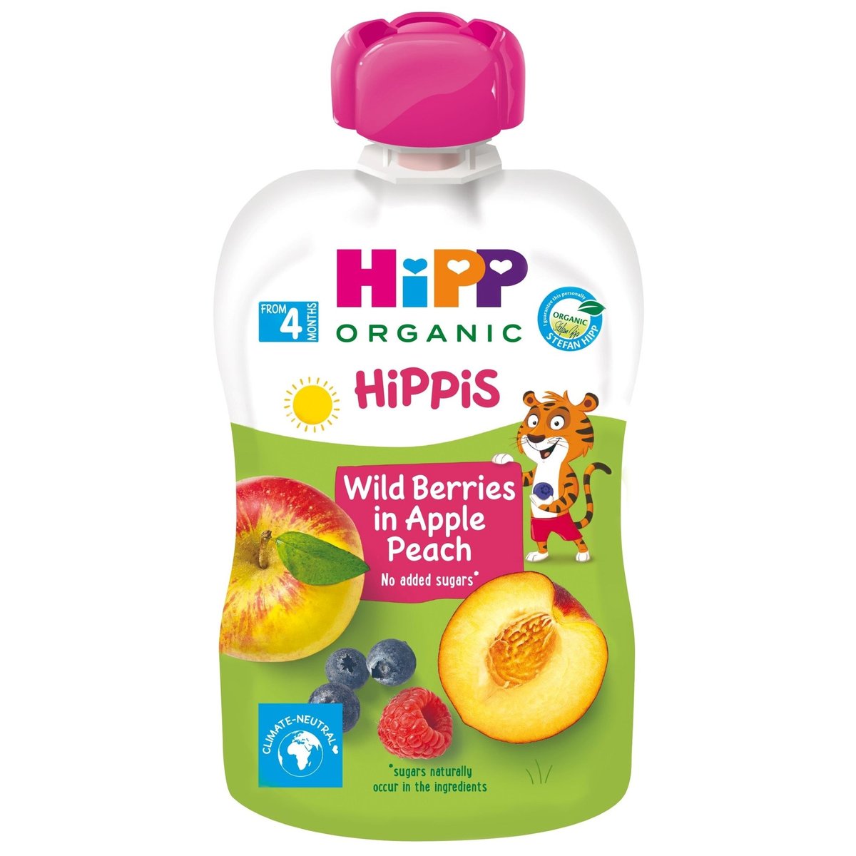 HiPP BIO Kapsička Hippis jablko, broskve a lesní ovoce