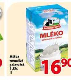 Mléko trvanlivé polotučné 1,5% 1l 