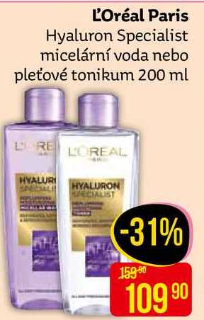 L'Oréal Paris Hyaluron Specialist micelární voda nebo pleťové tonikum 200 ml