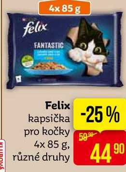 Felix kapsička pro kočky 4x 85 g různé druhy 