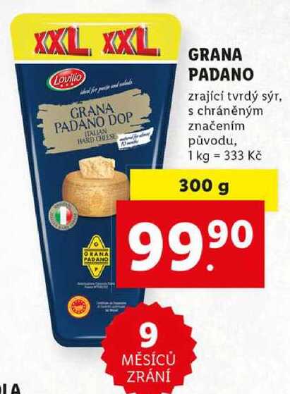 GRANA PADANO zrající tvrdý sýr, 300 g