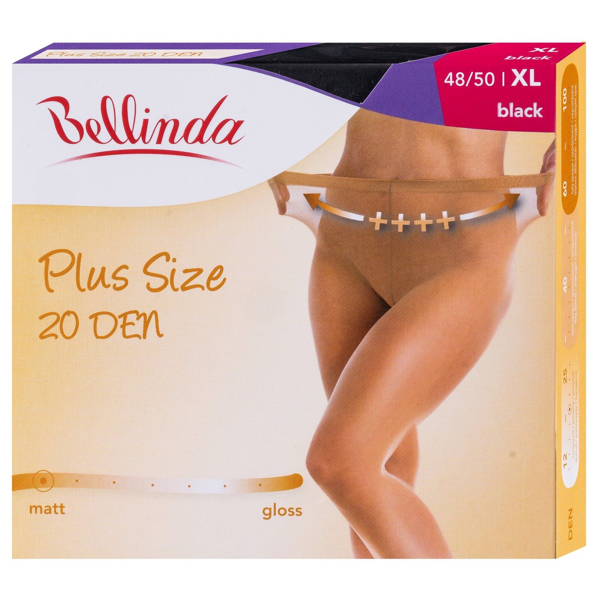 Bellinda Punčochové kalhoty Plus size, černé, velikost XL