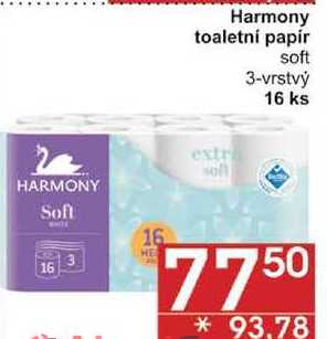 Harmony toaletní papir soft 3-vrstvý, 16 ks 