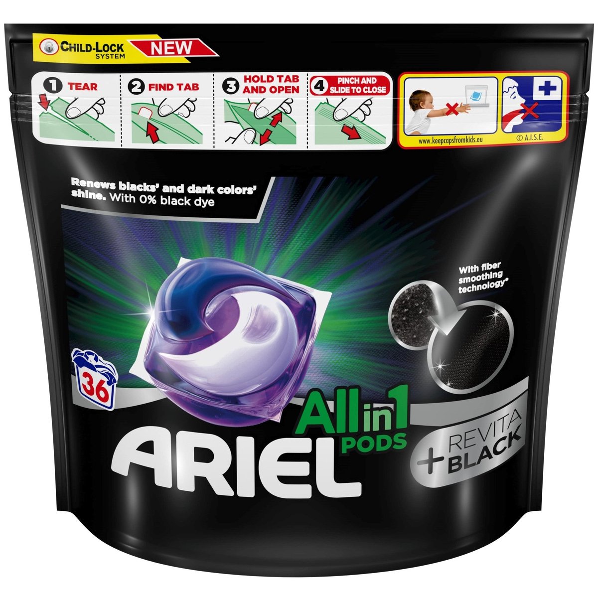 Ariel + Revitablack Allin1 kapsle na praní