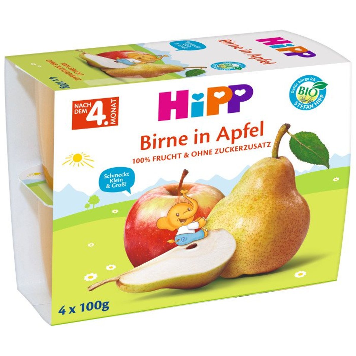 HiPP BIO Ovocný příkrm jablka a hrušky (4×100 g)