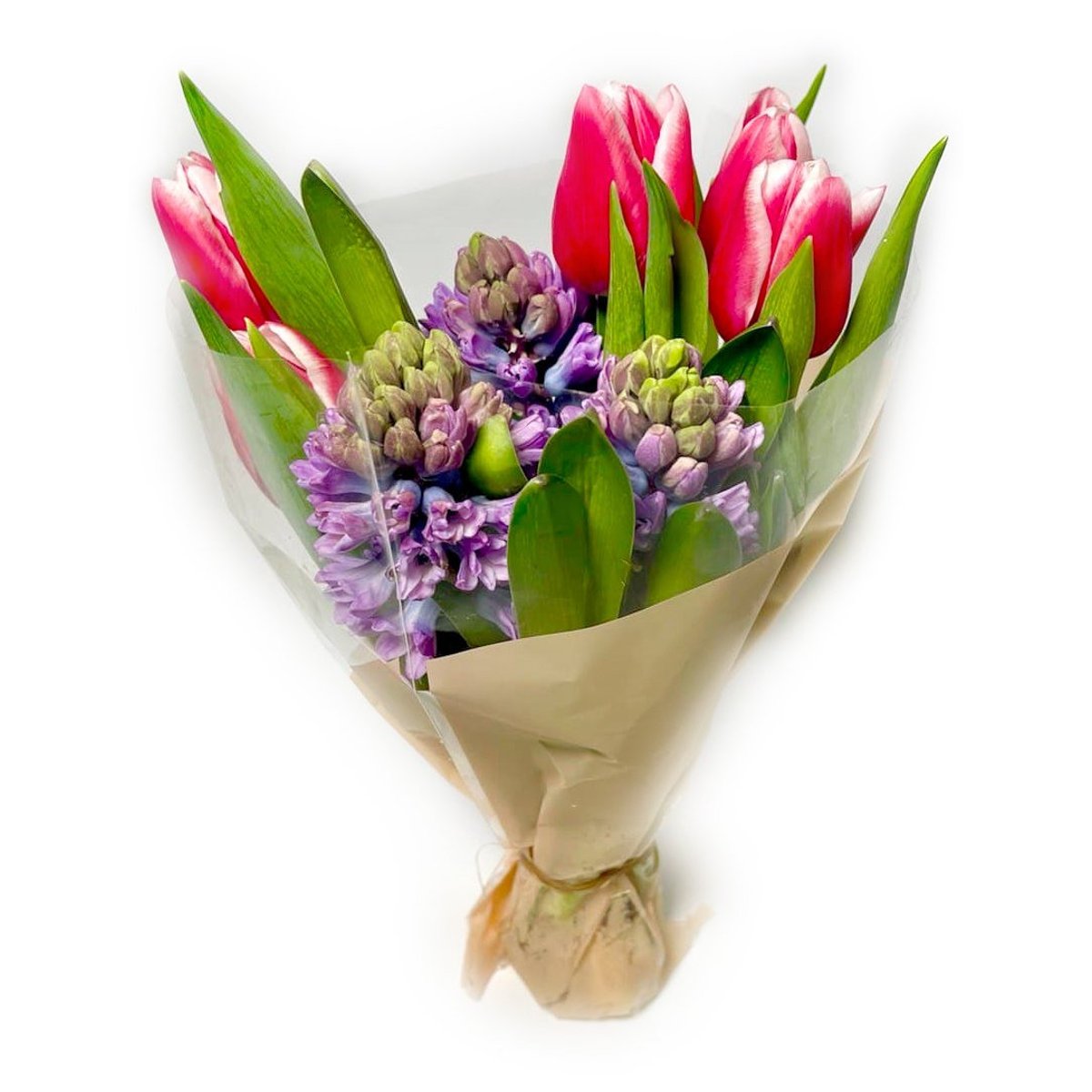 Kytice s hyacinty a tulipány