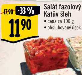 Salát fazolový Katův šleh, cena za 100 g 