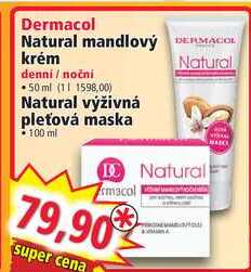 Dermacol Natural mandlový krém / Natural výživná pleťová maska 50 ml 