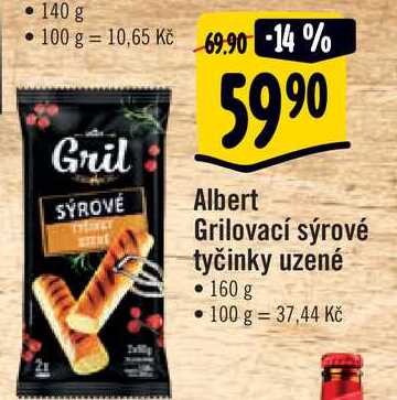  Albert Grilovací sýrové tyčinky uzené • 160 g 
