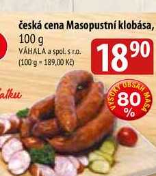 Česká cena Masopustní klobása, 100 g