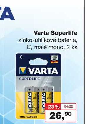 A Varta Superlife zinko-uhlíkové baterie, C, malé mono, 2 ks 