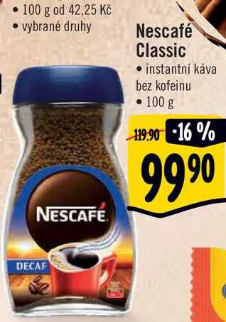   Nescafé Classic  instantní káva bez kofeinu • 100 g 