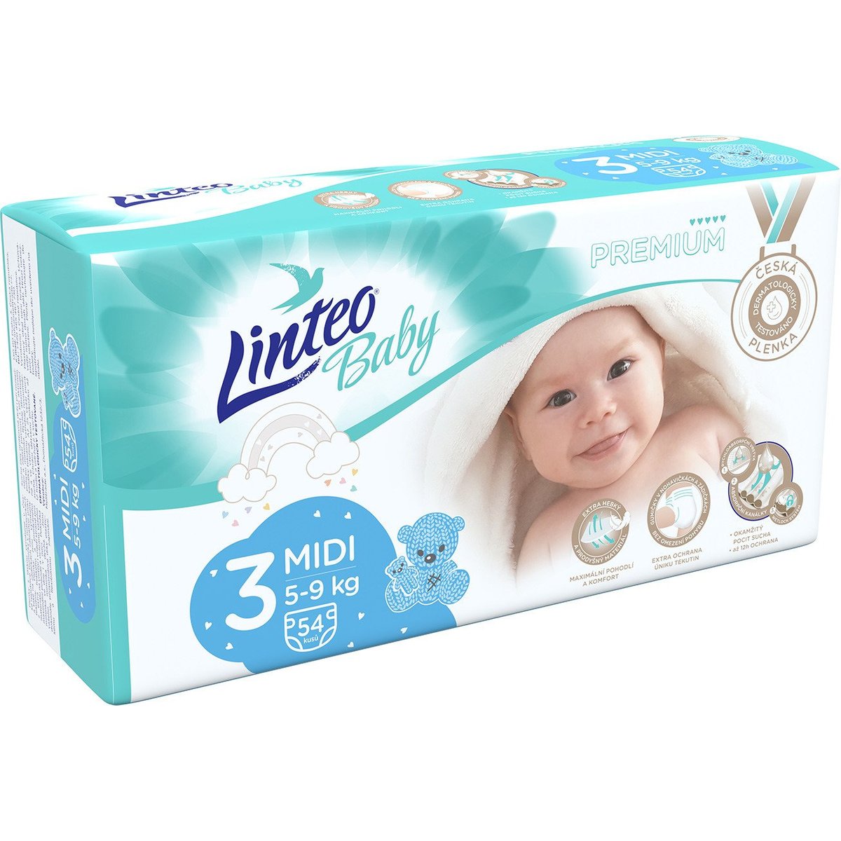 Linteo Baby Premium jednorázové plenky midi (velikost 3) 5–9 kg