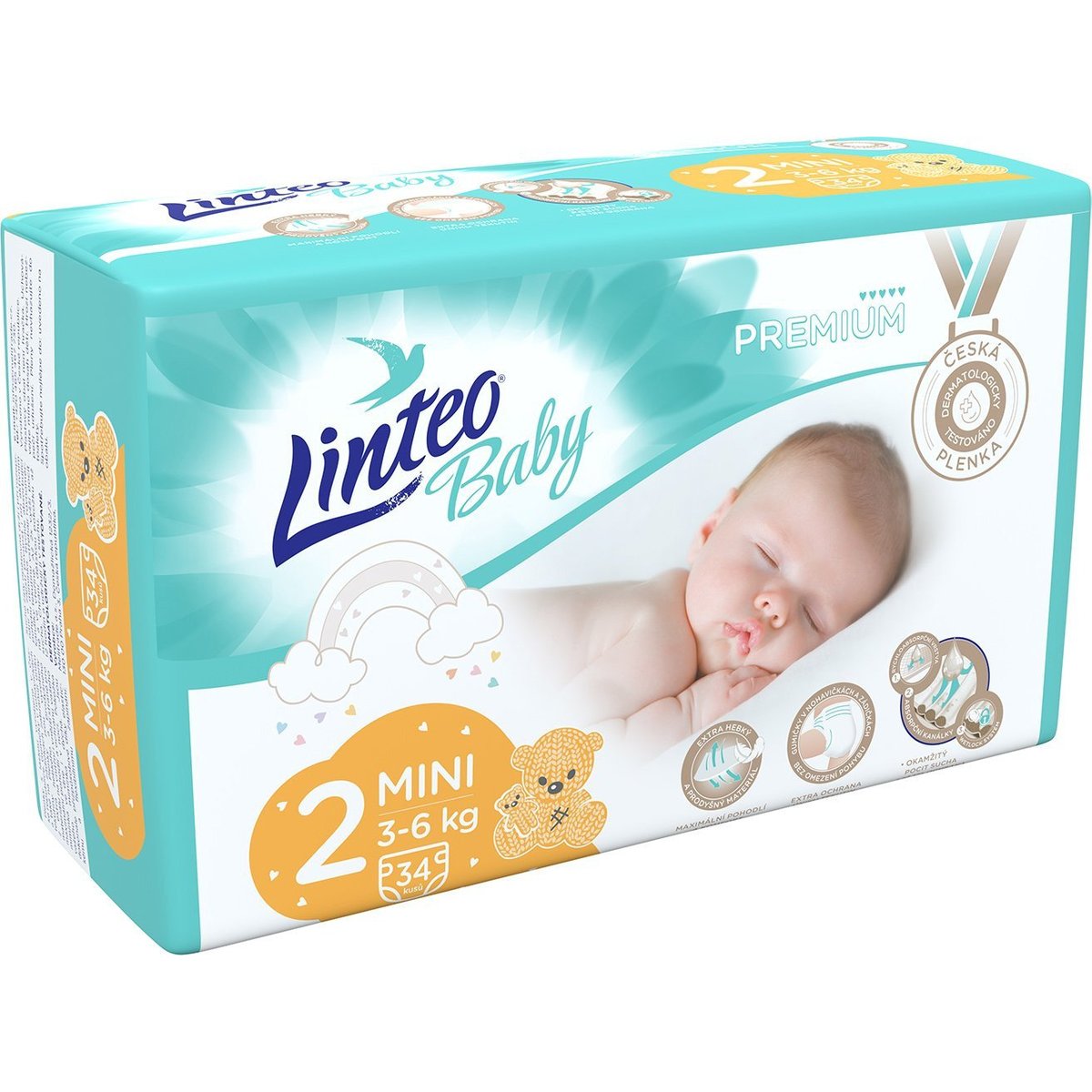 Linteo Baby Premium jednorázové plenky mini (velikost 2) 3–6 kg