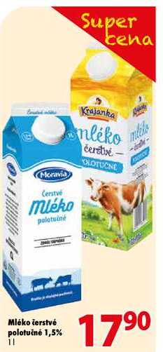 Mléko čerstvé polotučné 1,5% 11 