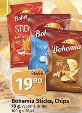 Bohemia Sticks, Chips 70 g vybrané druhy 