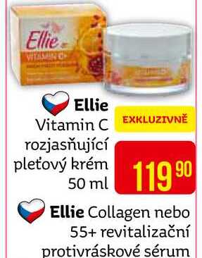 Vitamin C Ellie Collagen nebo 55+ revitalizační protivráskové sérum rozjasňující pleťový krém 50 ml 