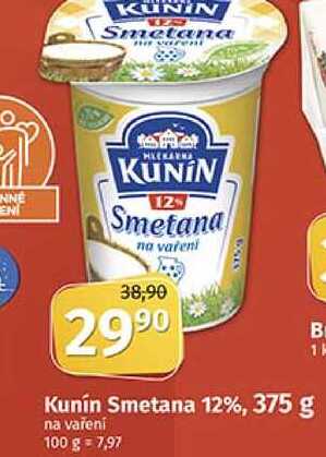 Kunín Smetana 12%, 375 g na vaření  v akci