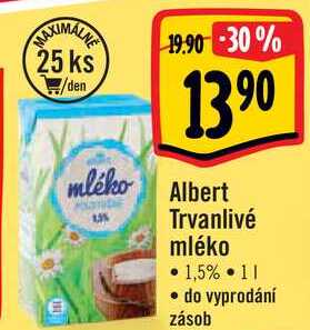Albert Trvanlivé mléko, 1 l v akci