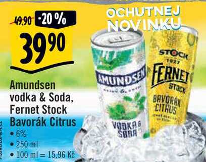 Amundsen vodka & Soda, Fernet Stock Bavorák Citrus, 250 ml  v akci