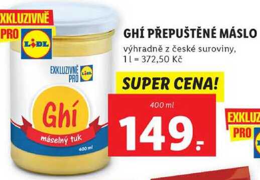 GHÍ PŘEPUŠTĚNÉ MÁSLO, 400 ml