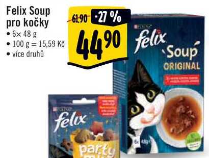 Felix Soup pro kočky, 6x 48 g