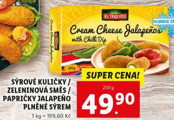 SÝROVÉ KULIČKY / ZELENINOVÁ SMĚS / PAPRIČKY JALAPEÑO PLNĚNÉ SÝREM, 250 g