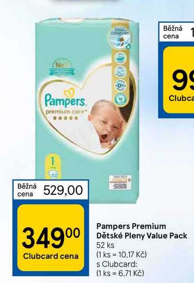 Pampers Premium Dětské Pleny Value Pack 52 ks v akci