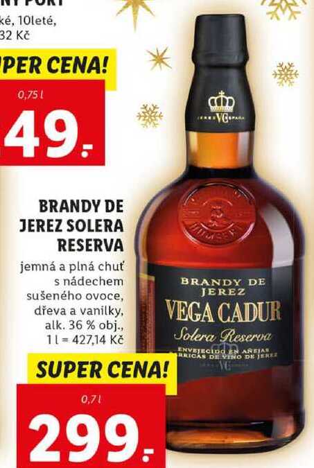 BRANDY DE JEREZ SOLERA RESERVA, 0,7 l