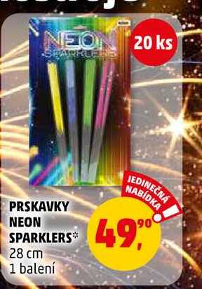 PRSKAVKY NEON SPARKLERS, 20 ks