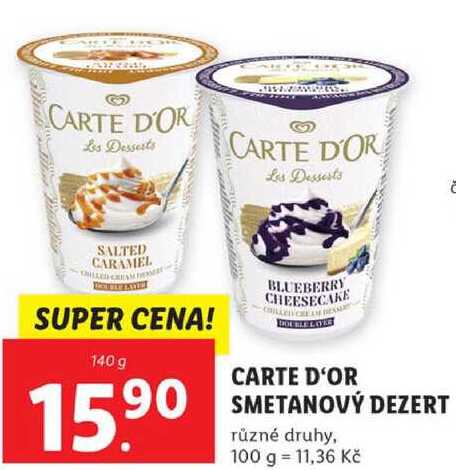 CARTE D'OR SMETANOVÝ DEZERT, 140 g