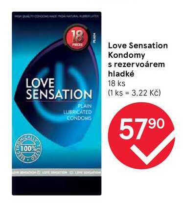 Love Sensation Kondomy s rezervoárem hladké 18 ks