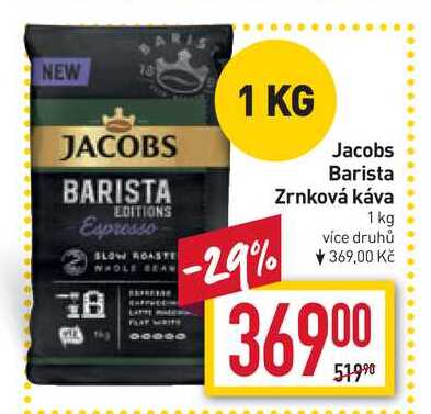 Jacobs Barista Zrnková káva 1 kg  v akci