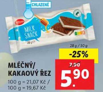 MLÉČNÝ/KAKAOVÝ ŘEZ, 28 g/30 g