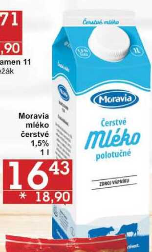 Moravia Čerstvé mléko polotučné, 1 l v akci