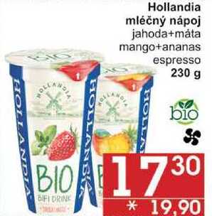 Hollandia mléčný nápoj jahoda+máta, 230 g v akci