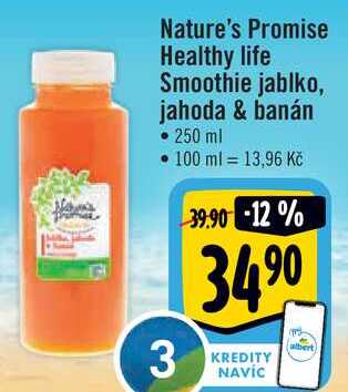 Nature's Promise Healthy life Smoothie jablko, jahoda & banán, 250 ml