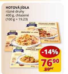 HOTOVÁ JÍDLA různé druhy 400 g, chlazené