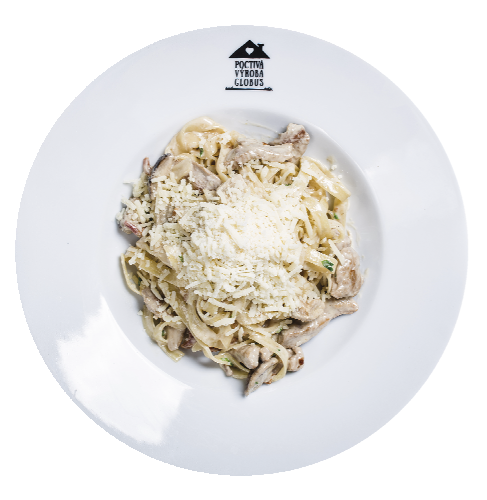 Tagliatelle s vepřovou panenkou a smetanovou omáčkou s liškami 430g