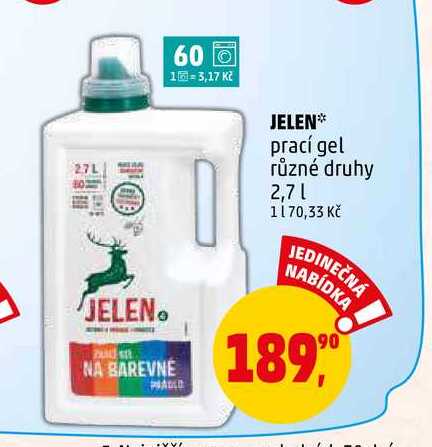 JELEN prací gel, 2,7 l