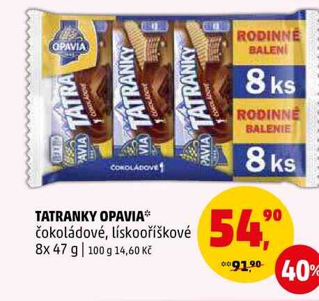 Opavia Tatranky 8x47g, různé druhy