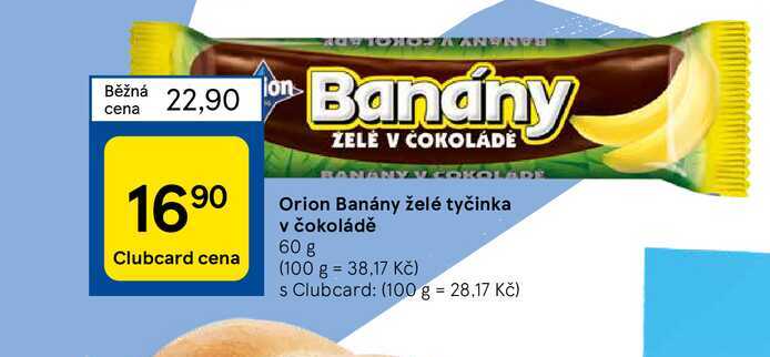Orion Banány želé tyčinka v čokoládě 60 g  v akci