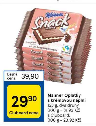 Manner Oplatky s krémovou náplní 125 g  v akci