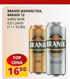 BRANÍK 12 světlý ležák 0,5 l, plech